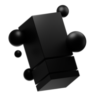 abstract vorm zwart matte 4 3d illustratie png