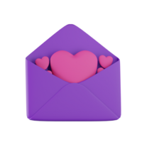 Letter Open Valentine Icon 3D Illustration png