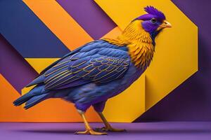 Colorful chicken on a solid color background, studio photo. ai generative photo