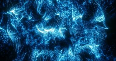 Abstract blue energy lines and particles magical bright glowing futuristic hi-tech background photo