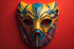 Mardi Gras mask on red background. photo