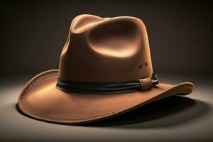 Cowboy hat on a wooden table. ai generative photo