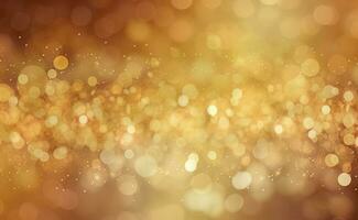 Gold glitters background. shimmering blur spot lights Bokeh Shiny gold light background texture photo