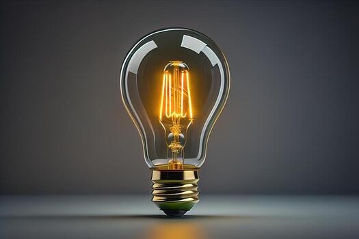 brillante vaso ligero bulbo en oscuro antecedentes. ai generativo foto