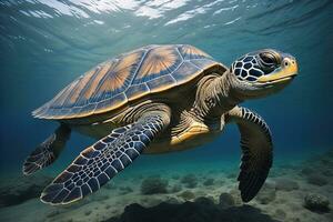 a sea turtle isolated on solid color background. ai generative photo