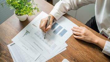 Auditor or internal revenue service staff, Business women checking annual financial statements of company. Audit Concept. photo