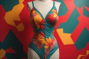 Beautiful female body in a swimsuit on a mannequin. generative ai photo