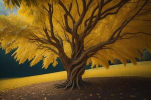 Autumn tree with yellow leaves. photo