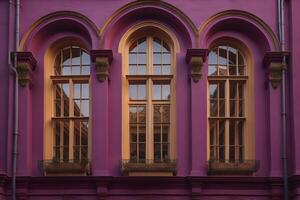 Beautiful windows of a historic building. photo