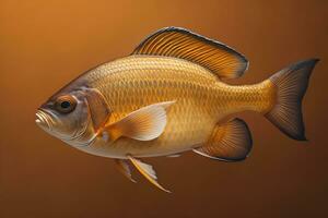 Carp fish isolated on brown background. generative ai photo