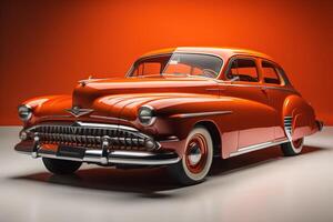 Classic car on a orange background. generative ai photo