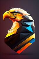 águila cabeza bajo escuela politécnica estilo. 3d ilustración. poligonal estilo. foto