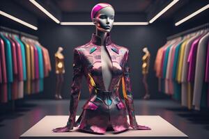 Futuristic fashion female mannequin in a store. photo