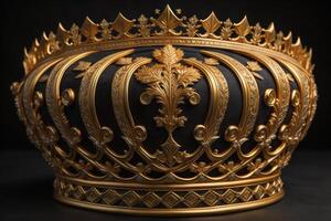 Gold crown on a black background. photo