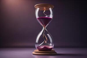 Hourglass with flowing sand. Time concept. photo