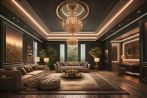 Luxury living room interior design. generative ai photo