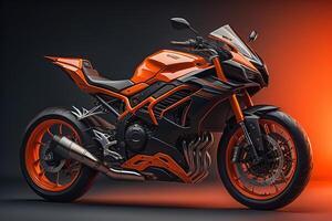 Modern powerful super sports bike on a dark background. generative ai photo