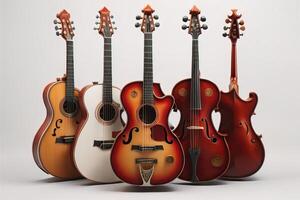 Musical instruments on a white background. photo