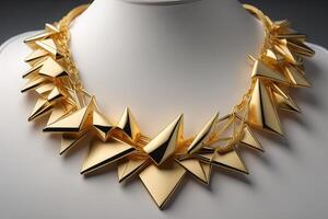 Necklace with golden stars on a black background. photo