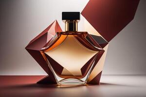Perfume bottle on a dark background. photo