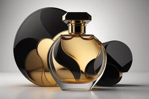 Perfume bottle on white background. photo