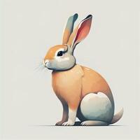 Rabbit illustration. Cute cartoon bunny on a light background. photo