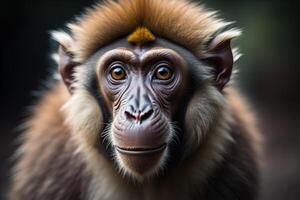 Portrait of a macaque monkey, close-up portrait. generative ai photo