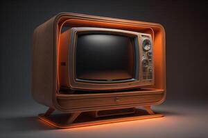 Retro TV on a black background. photo
