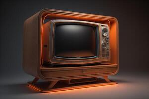 retro televisión en un negro antecedentes. generativo ai foto