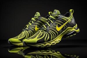 Running shoes on a black background. photo