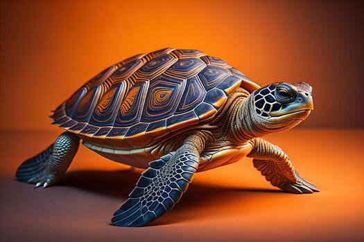 Turtle on a orange background. photo
