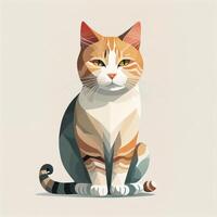 vector ilustración de un rojo y blanco gato en un ligero antecedentes. generativo ai foto