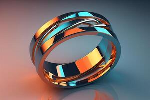 Wedding ring on a blue background. photo