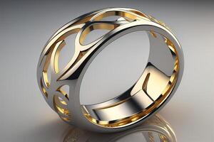 Wedding ring. Golden and silver. photo