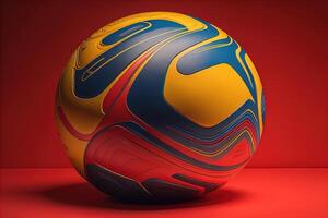 a colorful abstract sphere on a red background. photo