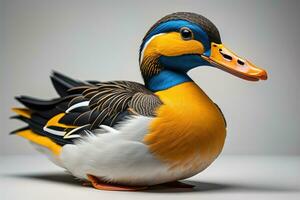 a duck isolated on gray background. generative ai photo