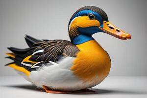 a duck isolated on gray background. photo