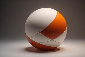 an orange and white ball on a gray background. generative ai photo