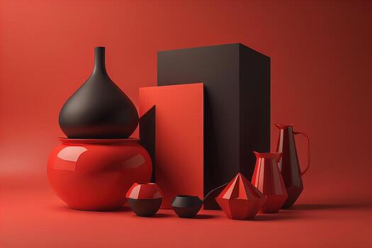 black and red vase on red background. photo