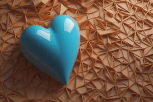 Blue heart on the background of geometric shapes. photo