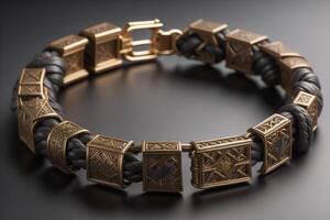 Bracelet for men on a black background close-up. photo