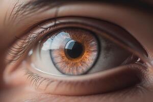 Close-up of human eye. Macro shot. Selective focus. generative ai photo