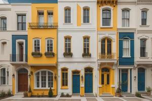 Colorful facades of houses, generative ai photo