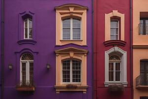 Colorful facades of houses. generative ai photo