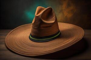 Cowboy hat on a wooden background. generative ai photo