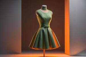 Fashionable dress on a mannequin. photo