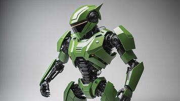 Green robot on gray background. photo