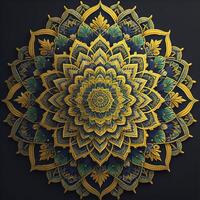 Mandala. Ethnic decorative element. Hand drawn backdrop. Islam, Arabic, Indian, ottoman motifs. generative ai photo