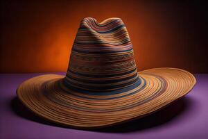 Mexican hat on a purple background. generative ai photo