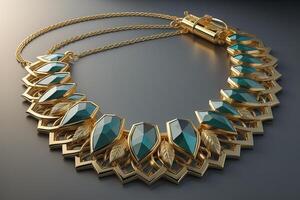 Necklace with emeralds. Jewelry background. photo